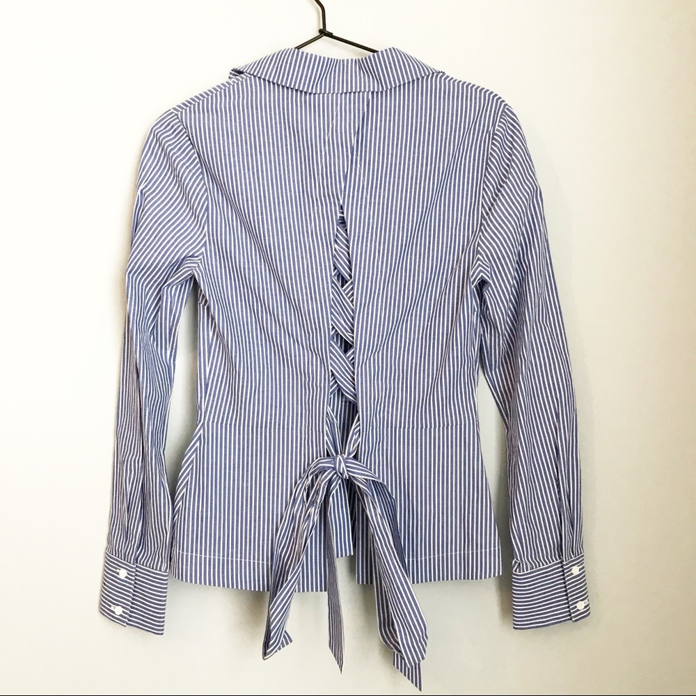 10 Crosby Derek Lam Striped Lace Up Button Up - Picture 6 of 8